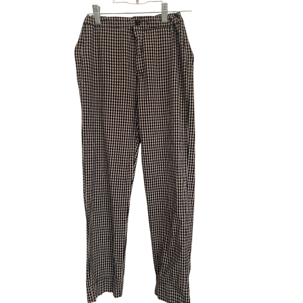 Brandy Melville Plaid Light Tan and Black Pants, Women's One Size (XS/S)